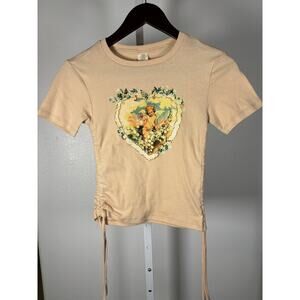 Urban Outfitters Angel Heart Graphic Ruched Tee Y2K S NWT Baby Tee